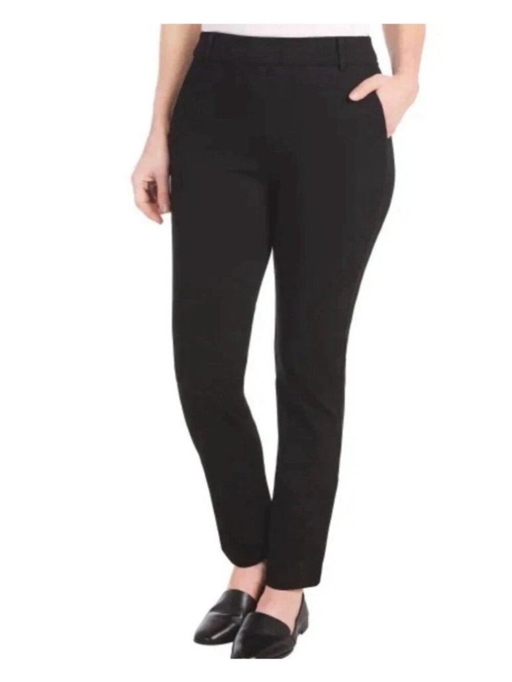 NWT Dalia Women's S Black Mid Rise Pants Tummy Control Pull on G2144